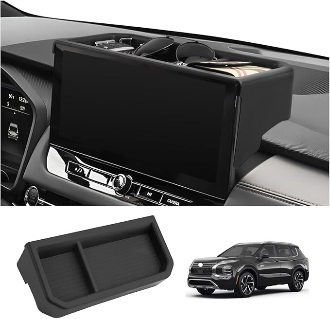 LUWU for 2025 Outlander Dashboard Storage Tray 2025 Mitsubishi Outlander Accessories 12.3-inch Behind Screen Organizer Center Console Display Box Dash Tray [NOT for 2025 Outlander PHEV&Sport]