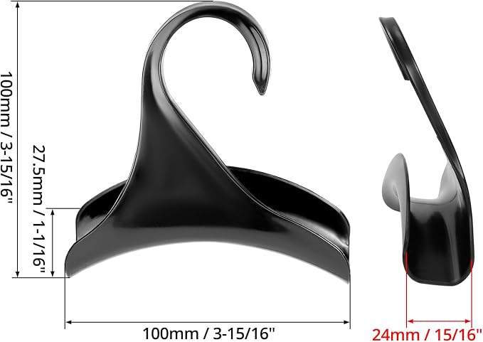 QWORK 20-Pack Black Acrylic Purse Hanger Hooks – Compact Closet Organizer for Handbags and Satchels – 4.33" x 4.33" with 1.58" Thickness – Crease-Free Design Suitable for Home Décor