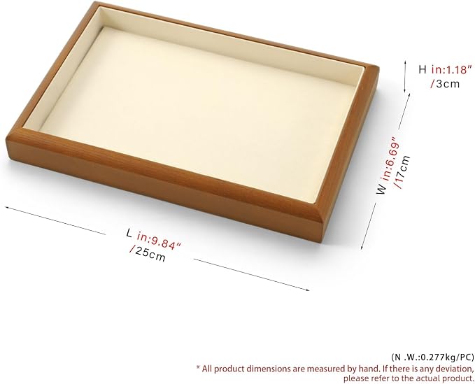 Oirlv Solid Wood Stackable Jewelry Organizer Tray Jewelry Drawer Organizer(Creamy White)