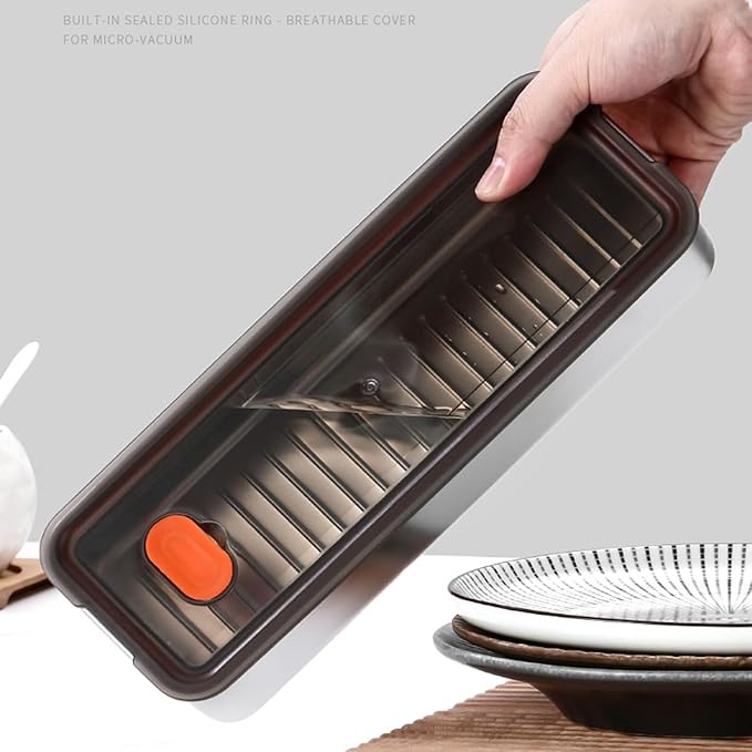 Bacon Container for Refrigerator, 304 Stainless Steel Sealed Food Storage Container with Silicone-Sealed and Air Vent ，Safe Deli Containers SealPro Bacon Box
