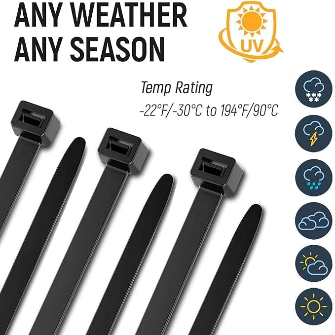ALBO Zip Ties White 10 Inch 1000 Pack 50 lb, Long Plastic Cable Ties Thick 0.19 Inch Tie Wraps Heavy Duty UV Resistant Nylon Wire Ties for Indoor and Outdoor