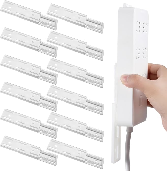8 PCS Power Strip Holder, Self Adhesive Socket Holder Punch-Free Wall Mounted Power Strip Socket Desktop Fixer Bracket Stand for Home Office Cable Management