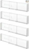 iDesign Plastic Adjustable Deep Drawer Dividers for Kitchen or Dresser Drawers - Set of 4 - Clear
