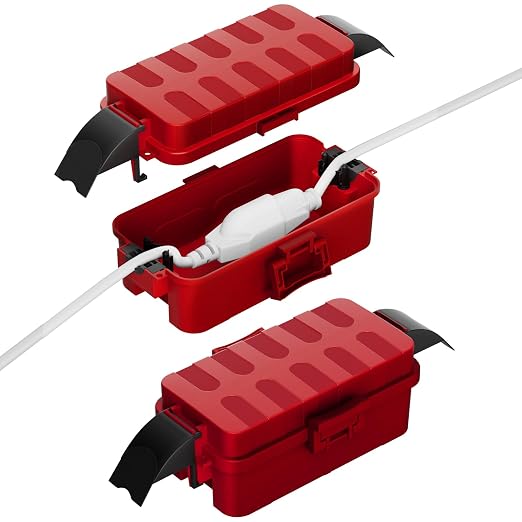 Flemoon [2 Pack] IP55 Small Outdoor Electrical Box Waterproof (Inner 5.9 x 3.2 x 1.8inch), Extension Cord Cover with Detachable Awning Covers for Plug, Outlet, Holiday Lights, Red