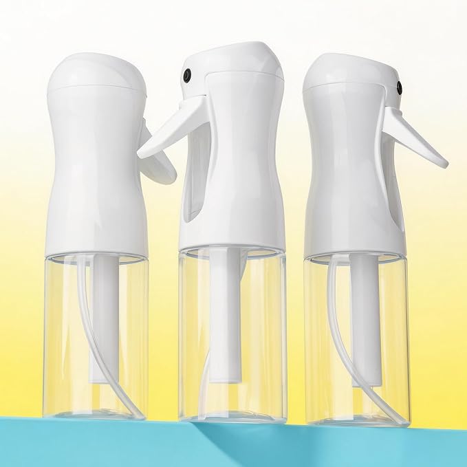 3Pcs Continuous Spray Bottles For Hair,Ultra Fine Mister for Hair Styling, Plants, Cleaning, Salon, Misting & Skin Care (200ml Clear*3)