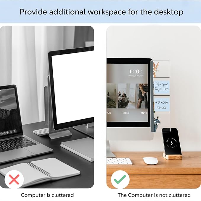 Computer Monitor Memo Board, Sticky Note Holder, Monitor Side Note Board, Acrylic Desk Organizer with 100Pcs Notes for Office Worker Men Women, Home Desktop and Office Desk, Gifts for Animal Lovers