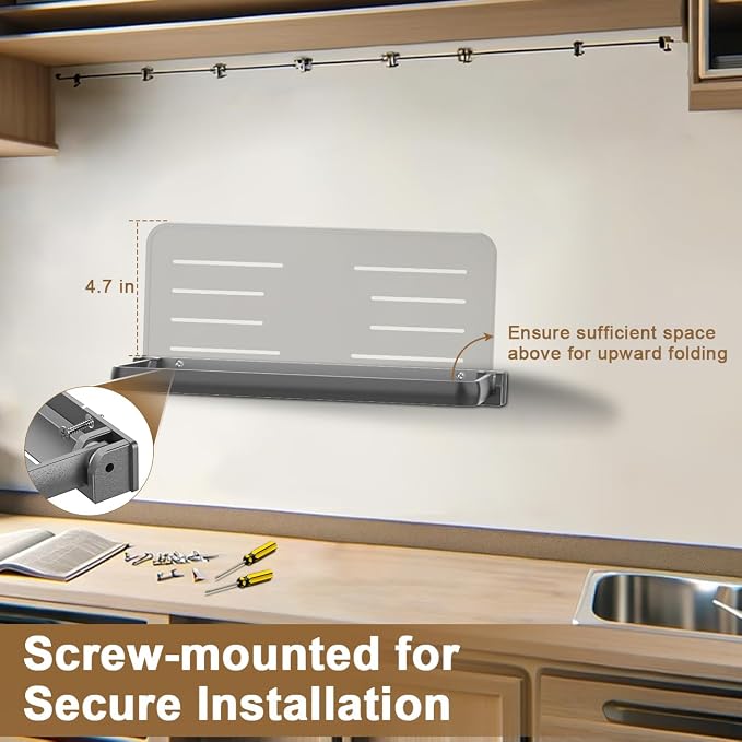 Safoner RV Aluminum Fold-Down Wall Shelf - The Essential Camper Accessory for Interior Organization | Space-Efficient Versatile Floating Storage- 1 Pack