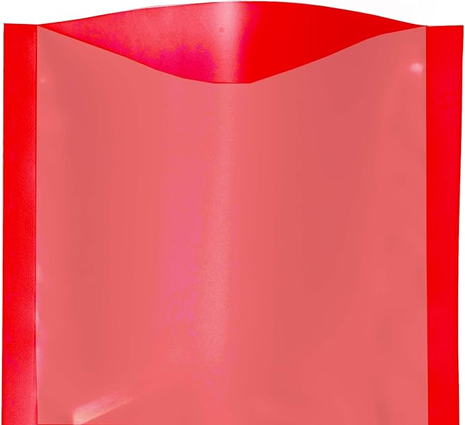 100PCS Customized Vacuum Heat Seal Bag,Open Top Packaging Bag with Clear Front,Single Color Printing for Logo/Text/QR Code (Red, 13 * 18CM/5.0"*7.1"-100PCS-One Color Print)