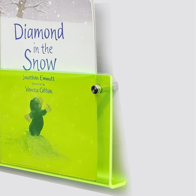 ROYALITA 2-Pack Acrylic Magazine Holder Brochure Holder, Green 17 Inch | Record Magazine Rack, Fashion Floating Bookshelf, Literature Storage Rack for Waiting Room, Living Room, Office