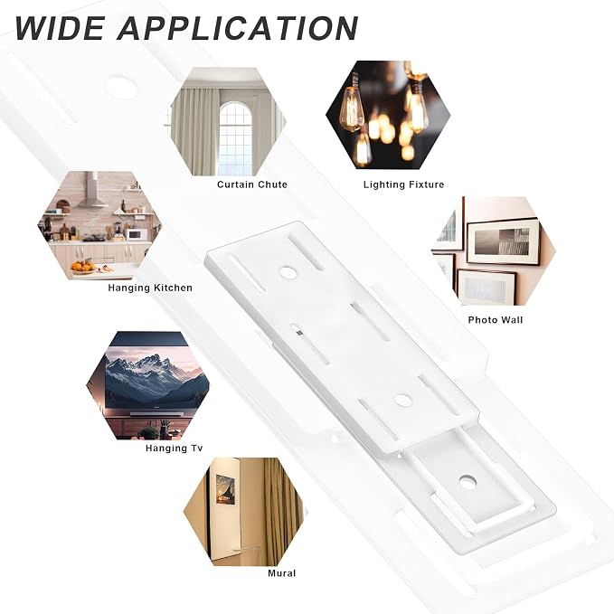 6 Pack Power Strip Holder Fixer, Self Adhesive Punch-Free Socket Mount, No Drill Wall Hanging Organizer Clips for Surge Protector, Desktop Cable Management (White)