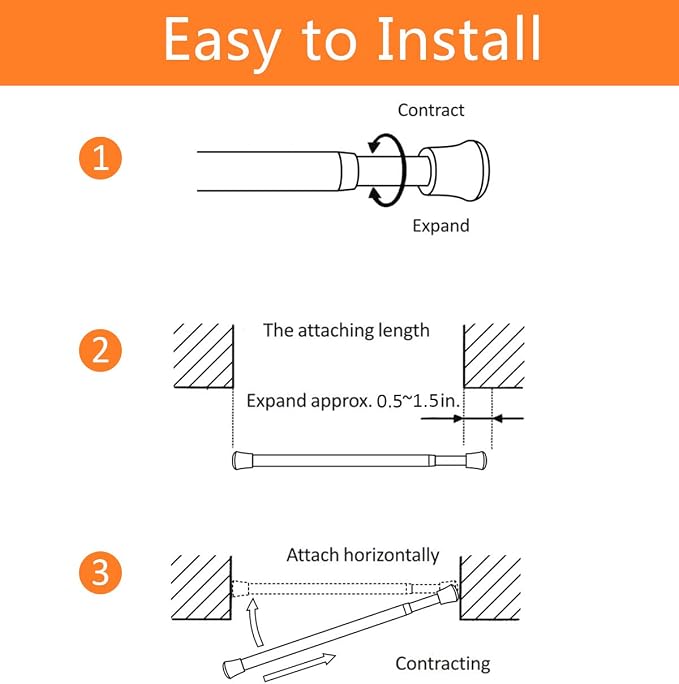 KXLife Tension Curtain Rod Adjustable 18-28", Small Spring Rod, 4Pcs | White, No Drilling, Tool-Free Spring Fit, Non-Slip Ends, Suitable for Window, Kitchen, RV