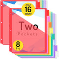 Forvencer 16 Count Dividers with Two Pockets, 8 tabs Binder Dividers for 3 Ring Binder Organizer, Multicolor, 2 Sets