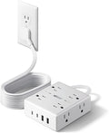SUPERDANNY Extension Cord,Flat Plug Surge Protector Power Strip,10Ft | 8 AC & 4 USB Ports (2 USB C),Surge Protector with 1050J,Desk Charging Station for Home Office,College Dorm Room Essentials