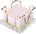 Acrylic Sticky Note Holder, 3 x 3 inch Self-Stick Note Memo Pad Holder for Desk, Notepad Dispenser Organizer for School Office Home, Gold