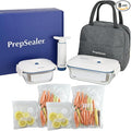 PrepSealer Food-Saving Glass Vacuum Container 8PC Set -Everyday keep fresh and longer, Borosilicate glass