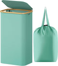 Lifewit 100L Laundry Basket with Lid, Clothes Hampers for Laundry with Bamboo Handles and 1 Removable Bag, Large Foldable Laundry Hamper for Bedroom, Bathroom, Dorm, Laundry Room, Sage Green