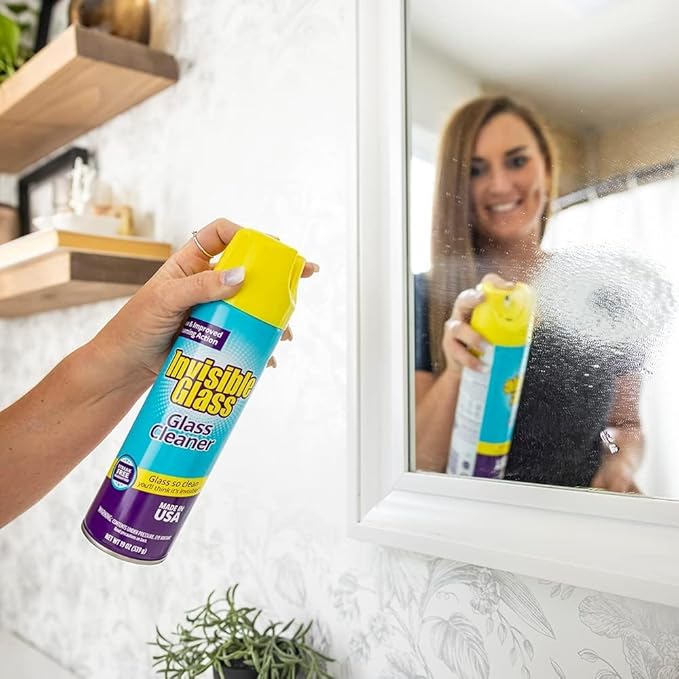 Invisible Glass 99096 4-Piece Home Glass Cleaning Essentials Kit Including Reach & Clean Tool, Premium 19 Oz. Aerosol Glass Window Cleaner, (40) Glass Cleaning Wipes, (1) Waffle Weave Towel