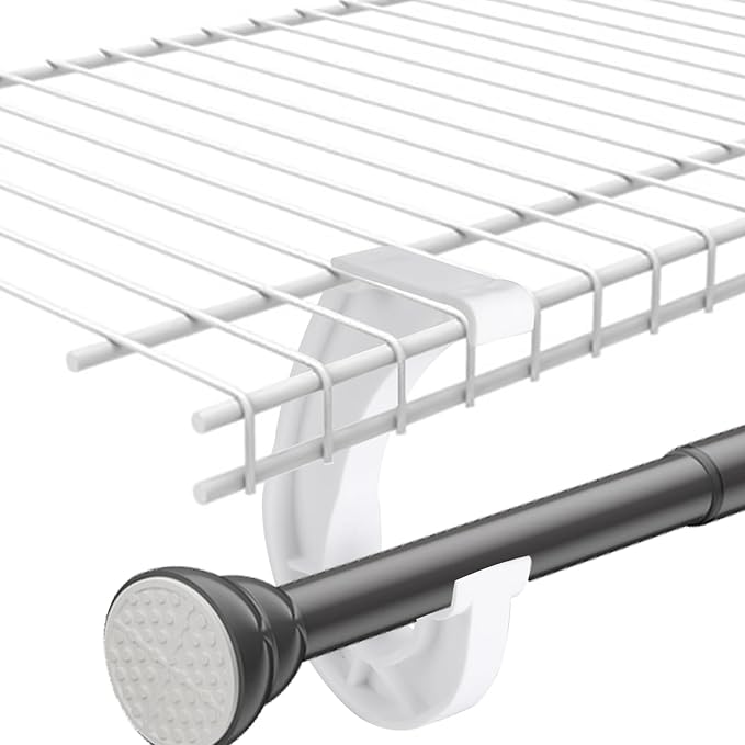 4Pcs Hanging Closet Rod Support,3/4 Closet Shelf Rod Holder,Sturdy J-Shaped Closet Brackets for Hanging Clothes,Cabinets Storage and Curtain