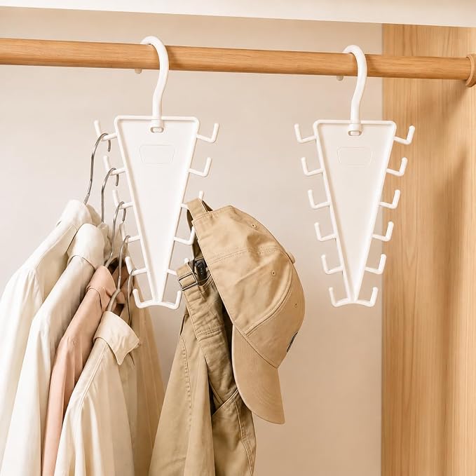 12 Hooks Space Saving Closet Hanger Organizer, V-Shape Multi Hook Clothes Hanger for Hats, Belts, Scarves & Accessories, Closet Storage Organizer for Wardrobe Space Saver (4 Pack)