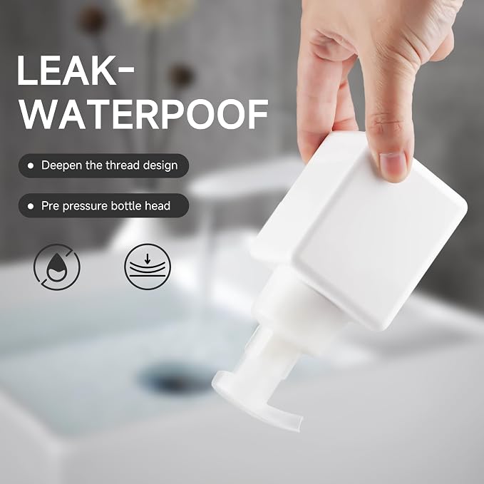 250ML Foaming Soap Dispenser, 2-Pack Plastic Hand Soap Dispenser, Refillable Leakproof Foam Pump Bottle with Waterproof Labels, for Shampoo, Body Wash