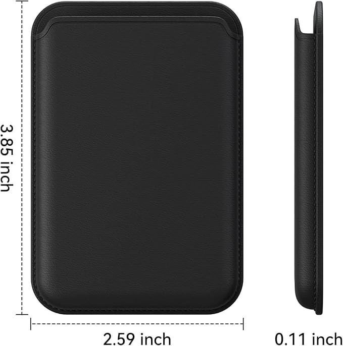 2Pack Magnetic Wallet Cell Phone Card Holder for Phone Case with Mag-Safe, Stronger Magnetic RFID Leather Phone Wallet Stick on Series of iPhone 17/16/15/14/13/12 and Pro/Promax,2-Pack Black