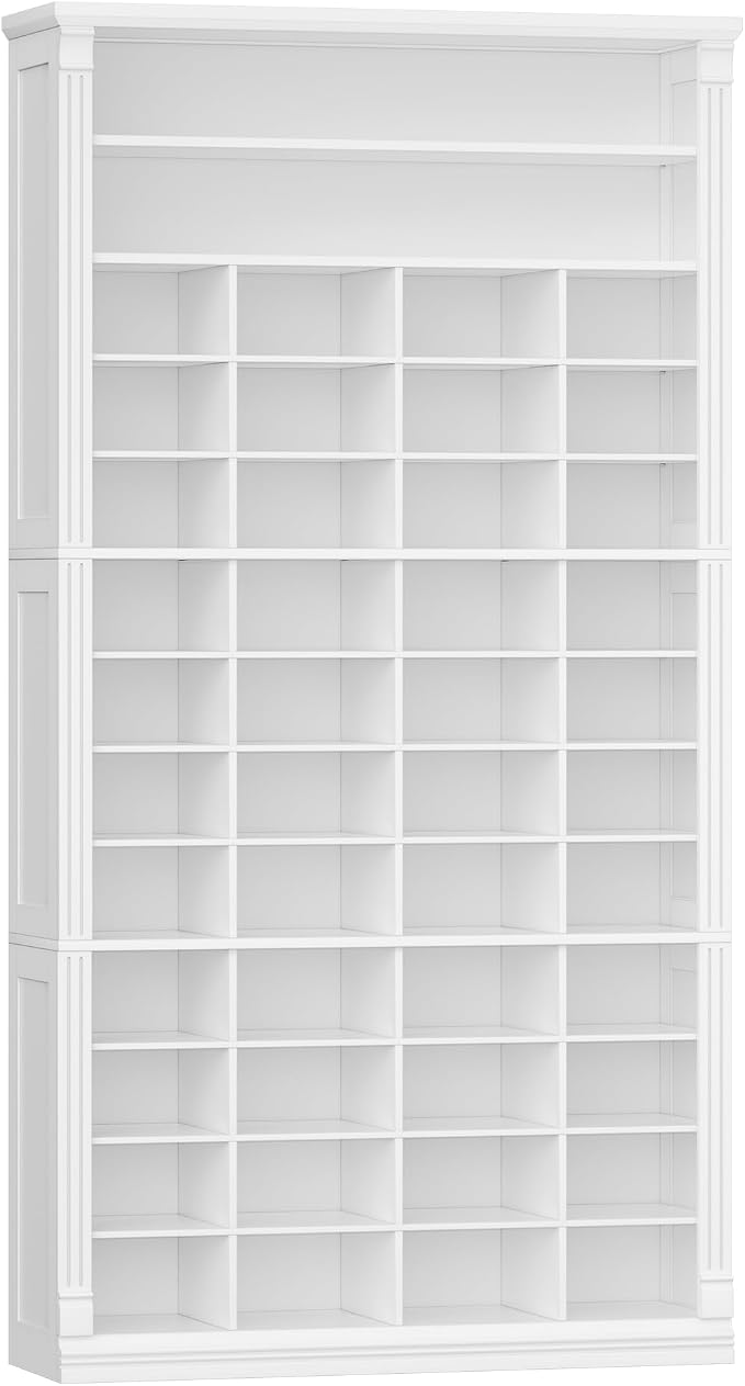 Hzuaneri 13 Tiers Shoe Storage Cabinet, Tall Shoe Cabinet with Cubby, Wooden Shoes Organizer for Closet, 52 Pairs, Shoes Cubby Organizer for Entryway, Hallway, Bedroom, White SR41003X