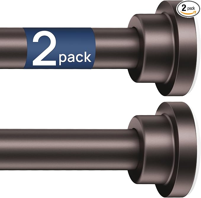 ENJOYBASICS 2 Pack Adjustable Spring Tension Curtain Rods 32 to 66 Inches, Stainless Steel Bronze Shower Rod No Drilling for Window, Bathroom, Closet, Room Divider, 7/8" Diameter