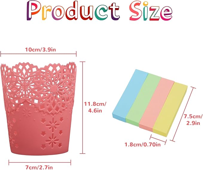 5Pack Pen Holder for Desk Pencil Holder for Classroom Pen Cup Pencil Cup Office Desk Organizers Accessories Makeup Brush Organizer with 400 Pcs Sticky Notes for Office School Home Crafts Supplies