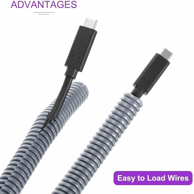 DMiotech 50ft Wire Loom Split Tubing 3/8 Inch(9.5mm) ID, Cord Protectors from Pet Flexible Conduit Cable Management for Office Home Garden, Gray