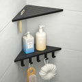 10'' Corner Shower Shelf | 304 Stainless Steel Shelves for Bathroom, Grout in Shelf with Hooks for Tiled Wall (Matte Black)