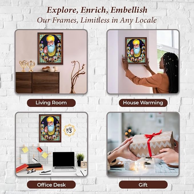 Lord Sikh Guru poster print with frame for Home Decor and Gifting Purpose (229-2)