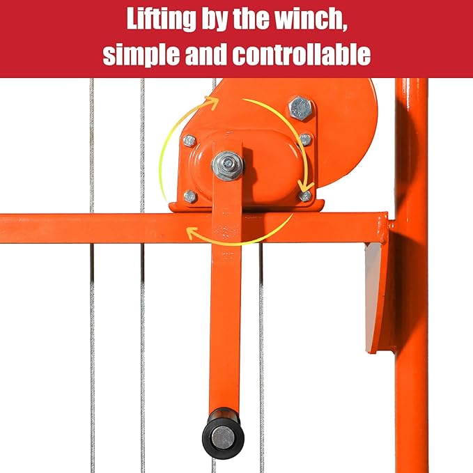 Tory Carrier Material Lift Winch Stacker, 330 lbs Capacity Pallet Stacker, 40.5" Lifting Height, Pallet Truck Dolly, Swivel Casters Lift Table Cart, Forklift with Steel Platform(Orange)