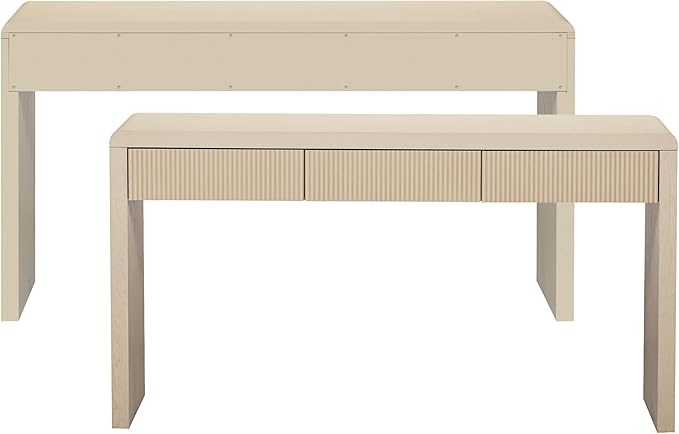 Modern Entryway Console Table 55-Inch Entry Sofa Table with Storage Drawers for Living Room Hallway Accent Furniture, Apricot
