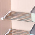 Closet Tension Shelf DIY Divider Metal Expandable Rod Adjustable Closet Shelves Organizer Scalable Layered Separators for Cabinet Storage Locker Clothes (9.4'' Wide,29.5''-51.2'' Long)