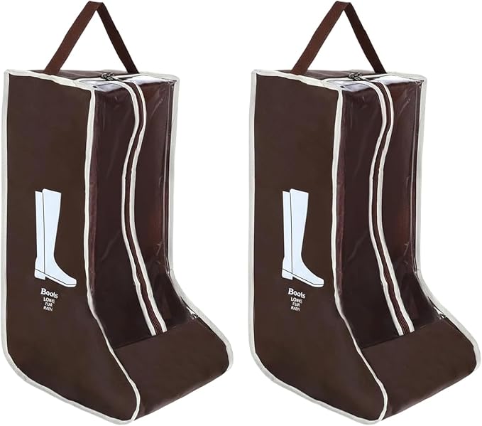 Boot Storage Bag Organizer,Dustproof Boot Bags for Cowboy Boots,Portable Travel Shoe Protector Bags,Tall Boot Covers Storage Organizer for Packing (2 pcs Brown)