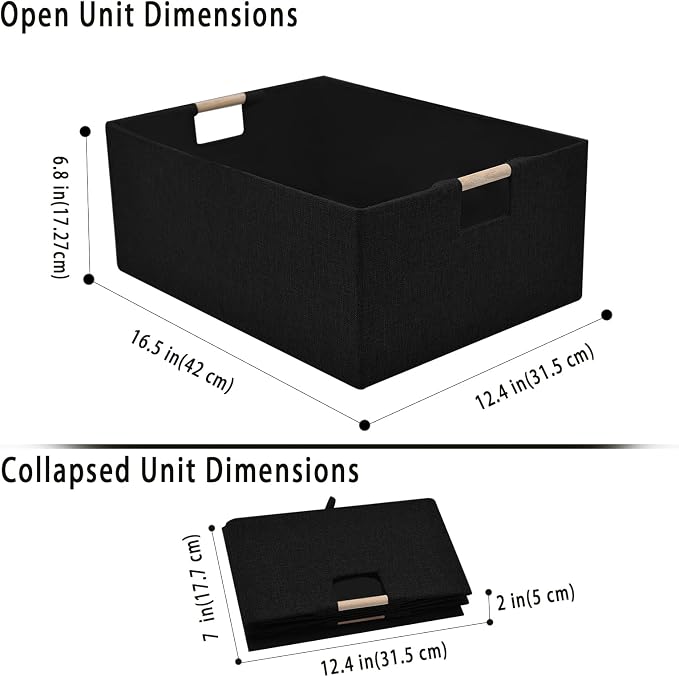 xianshengle Storage Bins & Fabric Storage Basket for Shelves - Decorative Baskets Storage Box Cubes Containers W/Handles for Closet Shelf Nursery Toy, Home, Office, Books,Bathroom (Black)