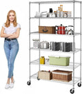 Meet perfect 6-Tier Wire Shelving Unit with Wheels, 72" H x 48" W x 18" D Heavy Duty Metal Shelf, 6000LBS Capacity Adjustable Utility Storage Rack for Garage Pantry Kitchen Warehouse