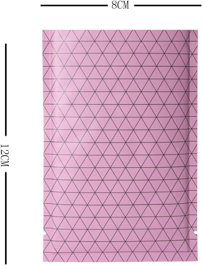 100 PCS 4 Mil Thick Open Top Heat Seal Bags, PET+AL+PE Mylar Bags with Easy Tear Notch, Resealable Heat Sealable Pouch for Food Storage, Packaging, Not Vacuum Bags (Pink, 8 * 12CM/3.2"*4.7")