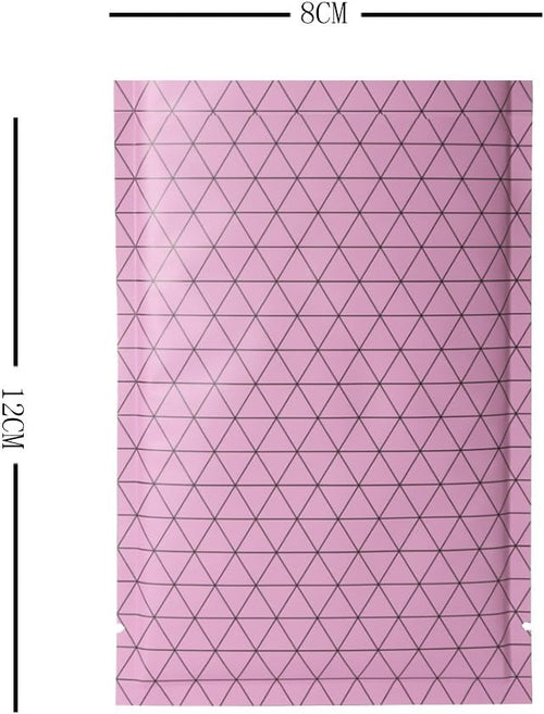 100 PCS 4 Mil Thick Open Top Heat Seal Bags, PET+AL+PE Mylar Bags with Easy Tear Notch, Resealable Heat Sealable Pouch for Food Storage, Packaging, Not Vacuum Bags (Pink, 8 * 12CM/3.2"*4.7")