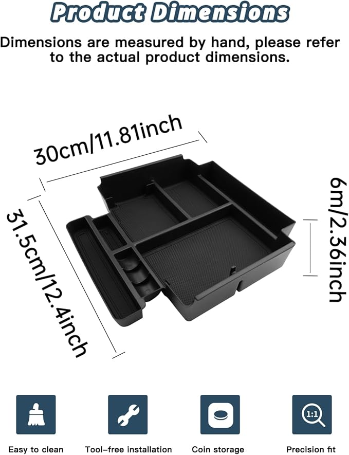 Ruiya 2026 GMC Yukon Denali Center Console Organizer Compatible with 2021-2026 Chevy Tahoe/Suburban(Premier/High Country) & Yukon/Yukon XL(Denali/Denali Ultimate)(Only Fit for Power Sliding Console)