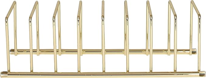 FitWell Kitchen Bakeware Organizer,Plate Racks,Rack for Plastic Lids,Cutting Boards,Cookie Sheets,Pots & Pans Holder,Compact Kitchen Storage,Cabinet Organizer (Gold)