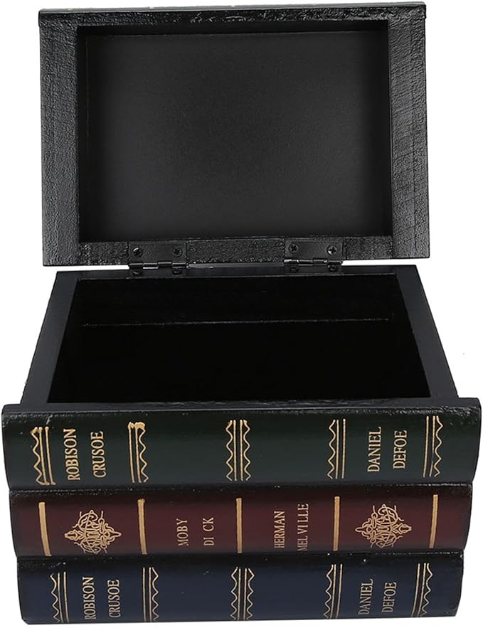 CHICIRIS Wooden Book Box Multi Functional Jewelry Storage Case Home Office Decor for Living Room Bedroom Dresser Organization and Office Bookcase Ornaments