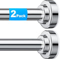 TEECK 2 Pack Shower Curtain Rod, 32-80 inch Adjustable Spring Tension Curtain Rod, Never Rust Anti-Slip Shower Curtain Rod for Bathroom, No Drilling, Never Collapse, Easy to Use, Silver