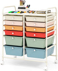 BECOMFORT 12-Drawer Rolling Cart with Drawers, Storage Cart on Wheels, Teacher Classroom Organizers with Metal Frame, Mobile Craft Cart, Trolley Utility Cart for School Office Play Room