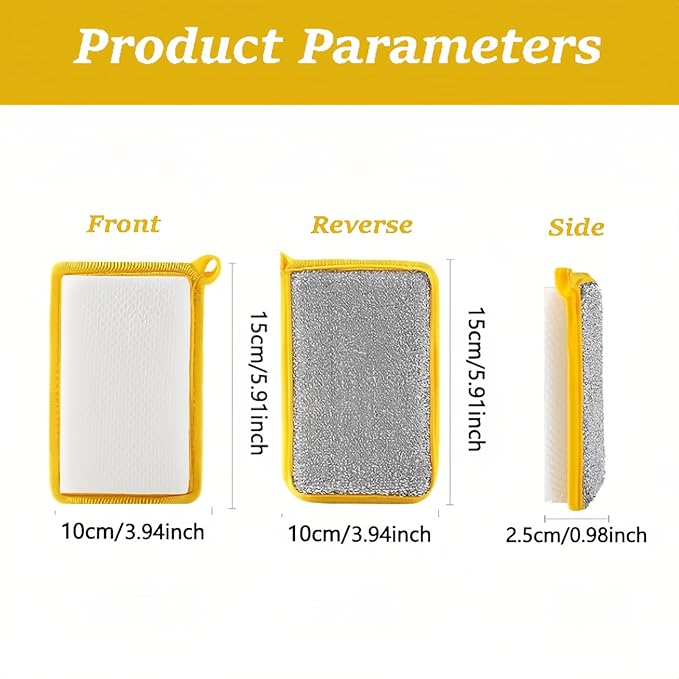 Generic Reusable Kitchen Scrub Dish Sponges, Upgrated Dual-Sided Sponges Kitchen Dishcloth, Multipurpose Dishwashing Rags for Cleaning Kitchen, Washing Dishes, Pot Brush, Grill Cleaner (10), Yellow