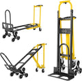 Professional 1000LBS Stair Climbing Hand Truck, Heavy Duty 3-in-1 Aluminum Folding Dolly Cart with Solid Wheels for Office/Moving/Travel (Yellow)