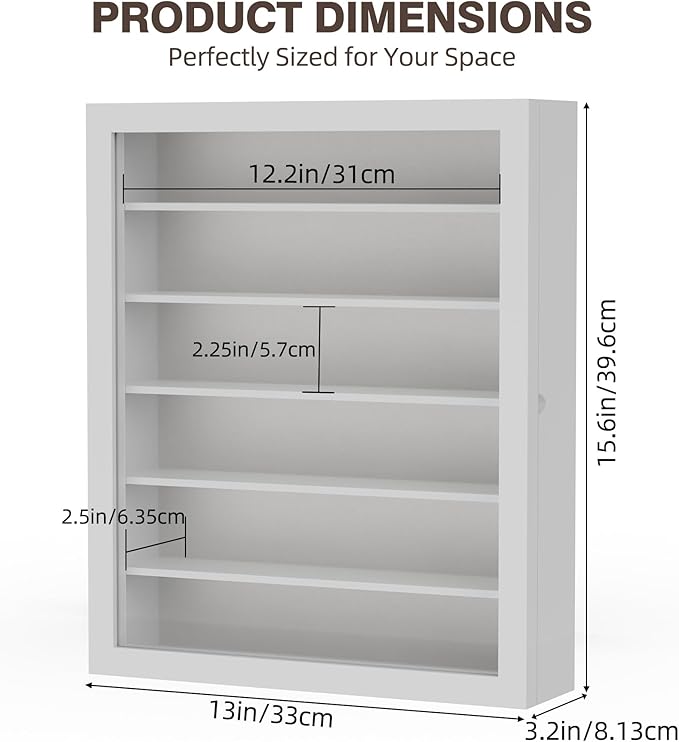 TJ.MOREE Sunglass Organizer Wall Mounted Glasses Holder Display Case 6 Tier | 13 x 15.6 inches Wooden Storage Box for Multiple Pairs Eyeglasses Sports Sunglasses