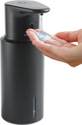 Automatic Liquid Soap Dispenser Touchless, 304 Stainless Steel Bottle Body | 16.2oz/480ml Rechargeable, 3 Adjustable Liquid Levels, IPX7 Waterproof, for Kitchen Bathroom, Black