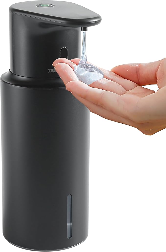 Automatic Liquid Soap Dispenser Touchless, 304 Stainless Steel Bottle Body | 16.2oz/480ml Rechargeable, 3 Adjustable Liquid Levels, IPX7 Waterproof, for Kitchen Bathroom, Black