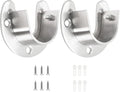 Stainless Steel Closet Rod End Supports, 1-1/3 Inch, Silver | 2 Packs, Wardrobe Bracket, Heavy Duty, U-Shaped with Screws